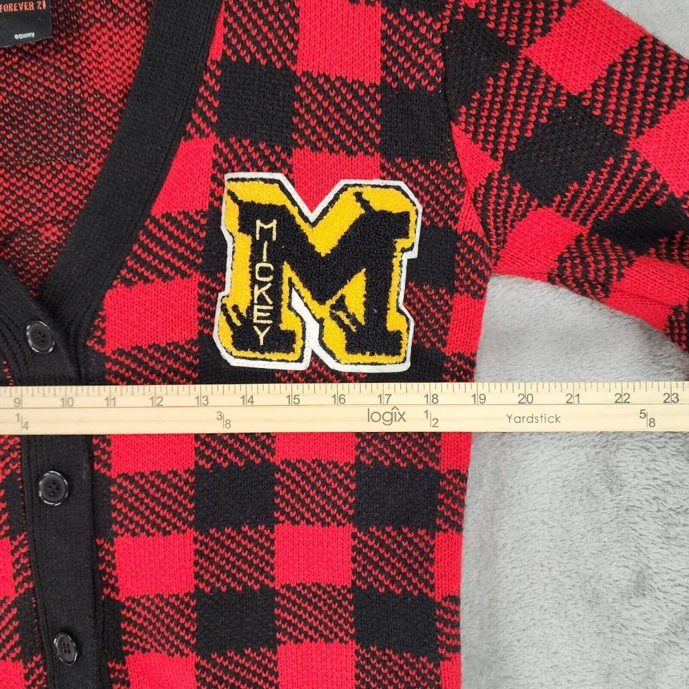 Disney X Forever 21 Mickey Mouse Sweater Womens Small Plaid Preppy Cardigan - Picture 4 of 12
